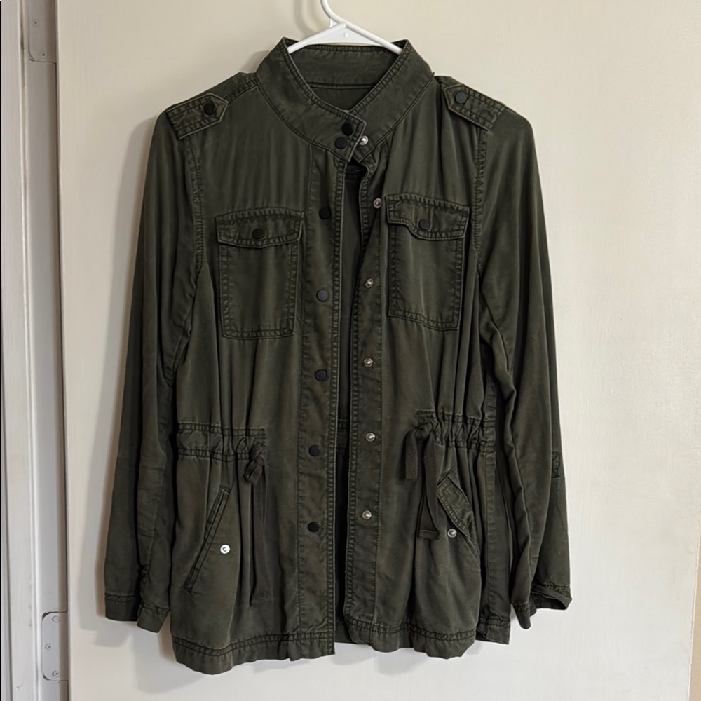 LOFT Green Utility Jacket with Cinched Waist